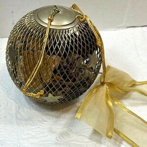 VTG House of Lloyd Christmas Stars Potpourri Brass Mesh Ball Ornament 4"